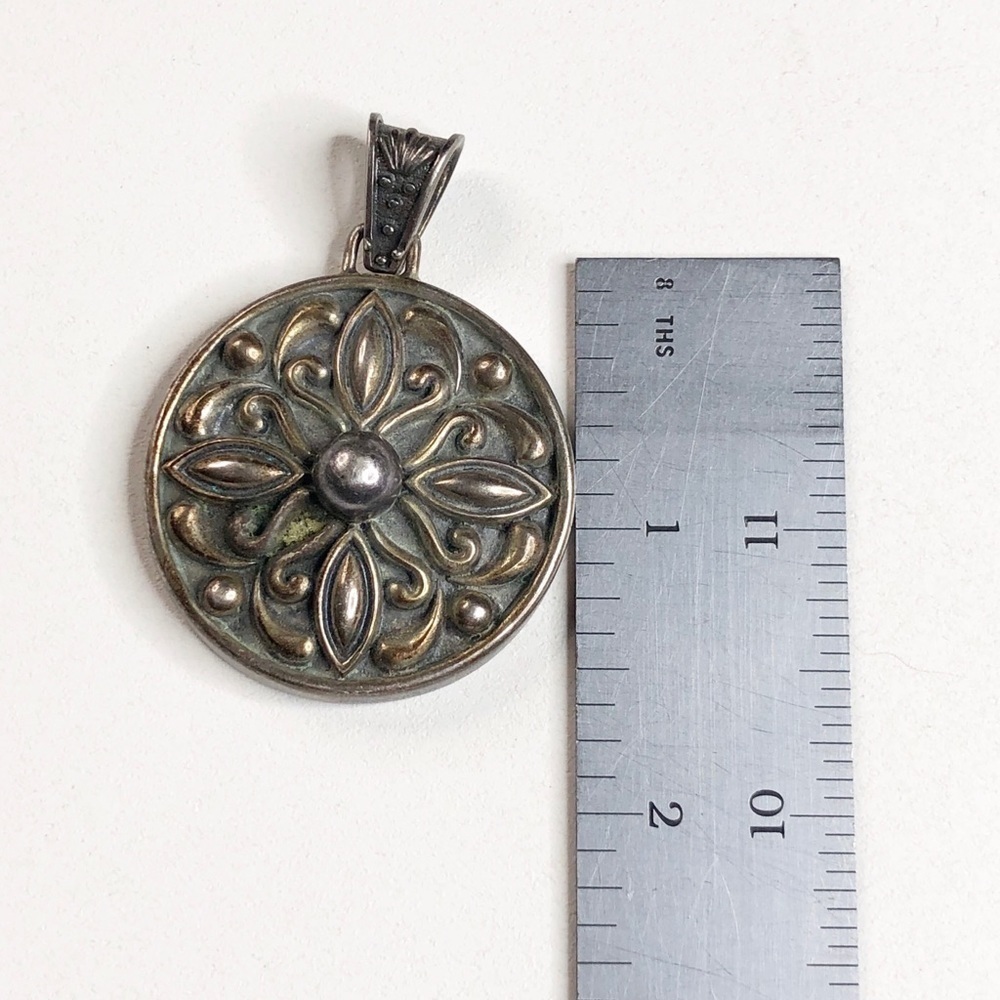 MWS Mexico Sterling Silver Floral Design Pendant - Picture 6 of 6